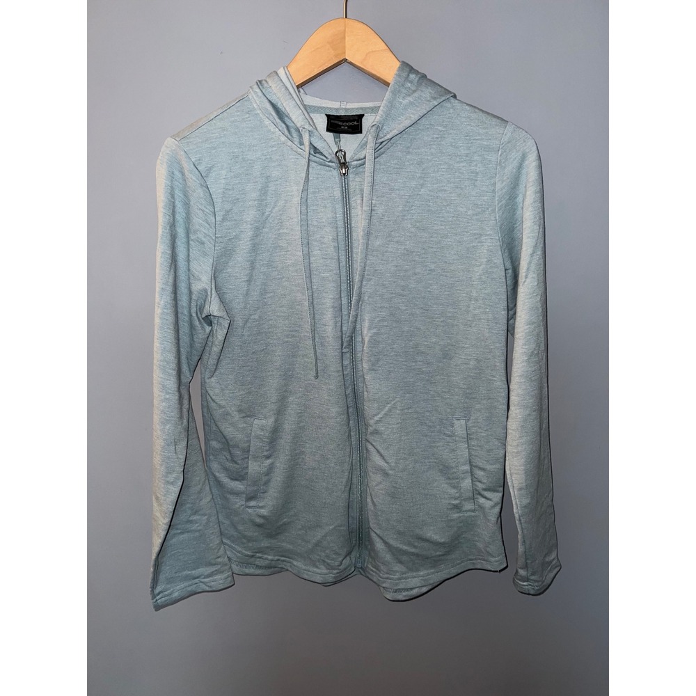 32 Degrees Cool Hoodie Womens Small Light Blue Heathered Full Zip Sweatshirt